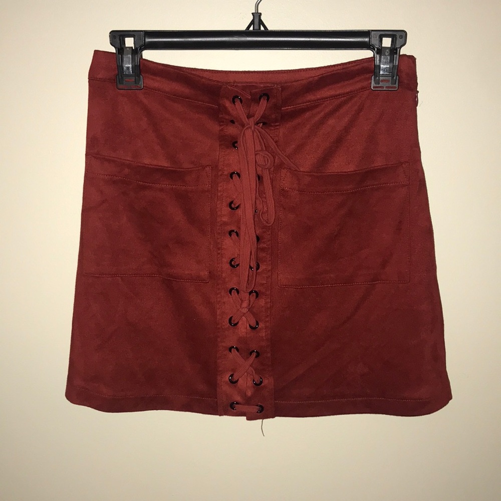 Orange velvet skirt